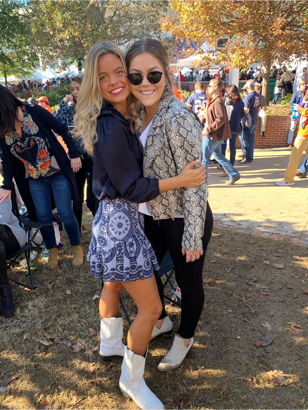 LoveShackFancy Navy Embroidered Skirt